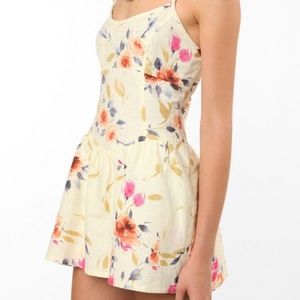 UO Pins and Needles Yellow Floral Romper Dress